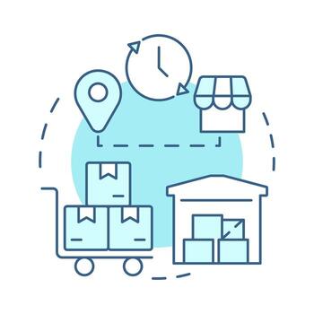 Dropshipping soft blue concept icon. Sellers transferring orders. Inventory management method and technique. Round shape line illustration. Abstract idea. Graphic design. Easy to use in article vector