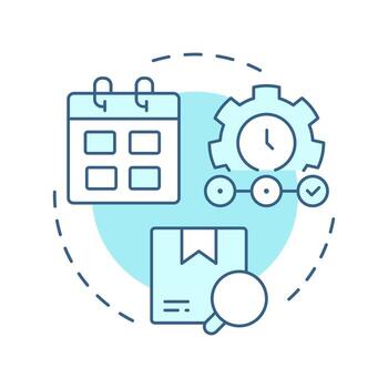 Periodic inventory system soft blue concept icon. Manual updates of resources. Supplies management strategy. Round shape line illustration. Abstract idea. Graphic design. Easy to use in article vector