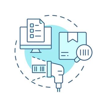 Inventory tracking soft blue concept icon. Monitoring movement of stock. Step of supplies management process. Round shape line illustration. Abstract idea. Graphic design. Easy to use in article vector