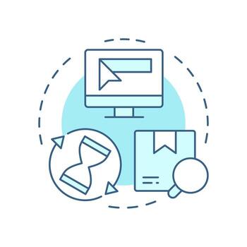 Perpetual inventory system soft blue concept icon. Automated transaction tracking. Supplies management strategy. Round shape line illustration. Abstract idea. Graphic design. Easy to use in article vector