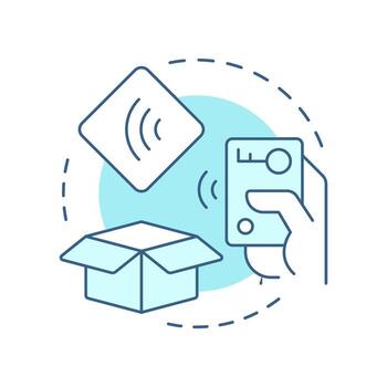 RFID inventory management soft blue concept icon. Radio frequency identification. Resources control system. Round shape line illustration. Abstract idea. Graphic design. Easy to use in article vector