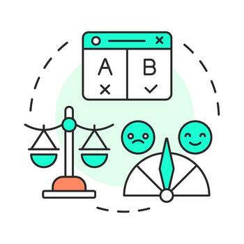 A and B testing multi color concept icon. Customer experience, satisfaction. User behaviour. Round shape line illustration. Abstract idea. Graphic design. Easy to use in presentation, infographic vector