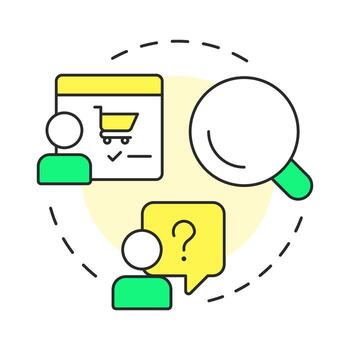 Commercial multi color concept icon. Online business, ecommerce. Customer service. Round shape line illustration. Abstract idea. Graphic design. Easy to use in presentation, infographic vector