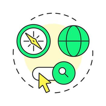 relativo a la navegación multi color concepto icono. usuario buscar, servicio. seo mejoramiento. redondo forma línea ilustración. resumen idea. gráfico diseño. fácil a utilizar en presentación, infografía vector