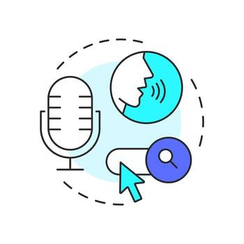 Voice search multi color concept icon. Artificial intelligence, chatbot assistance. Round shape line illustration. Abstract idea. Graphic design. Easy to use in presentation, infographic vector