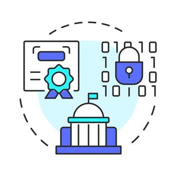 comer multi color concepto icono. software seguridad, programación. Certificación, estándar. redondo forma línea ilustración. resumen idea. gráfico diseño. fácil a utilizar en presentación, infografía vector