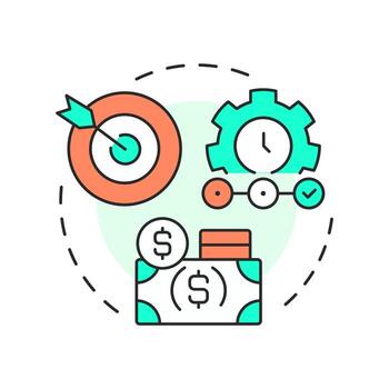 Campaign setup multi color concept icon. Financial management, budget control. Round shape line illustration. Abstract idea. Graphic design. Easy to use in presentation, infographic vector