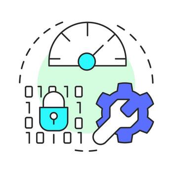 Technical seo multi color concept icon. Software engineering, programming. Efficiency meter. Round shape line illustration. Abstract idea. Graphic design. Easy to use in presentation, infographic vector
