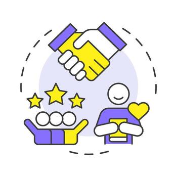 Build trust multi color concept icon. Fair customer service. Business responsibility. Benefit of ethical branding. Round shape line illustration. Abstract idea. Graphic design. Easy to use in booklet vector