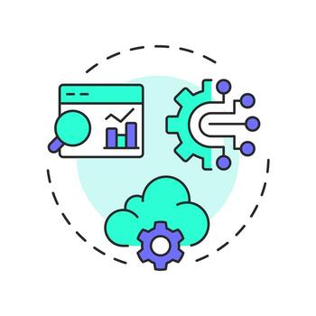 Digital operations multi color concept icon. Modern technology, ai. Statistical metrics. Round shape line illustration. Abstract idea. Graphic design. Easy to use in infographic, presentation vector