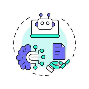 AI in business multi color concept icon. Documentation management, artificial intelligence. Round shape line illustration. Abstract idea. Graphic design. Easy to use in infographic, presentation vector