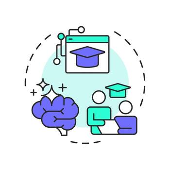 Digital literacy multi color concept icon. Student teaching. Education, knowledge. Round shape line illustration. Abstract idea. Graphic design. Easy to use in infographic, presentation vector