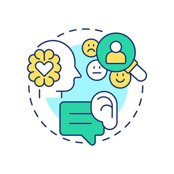 Emotional intelligence multi color concept icon. Mental health, communication. Mood, personality. Round shape line illustration. Abstract idea. Graphic design. Easy to use in booklet, blog post vector