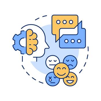 Feelings multi color concept icon. Emotional intelligence, psychology. Online chatting, communication. Round shape line illustration. Abstract idea. Graphic design. Easy to use in booklet, blog post vector