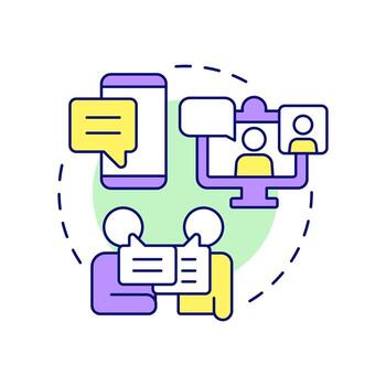 Verbal communication multi color concept icon. Social messaging, conversation. call. Round shape line illustration. Abstract idea. Graphic design. Easy to use in booklet, blog post vector