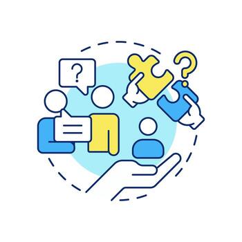 Open-ended questions multi color concept icon. Conversation, dialogue. Social communication. Round shape line illustration. Abstract idea. Graphic design. Easy to use in booklet, blog post vector