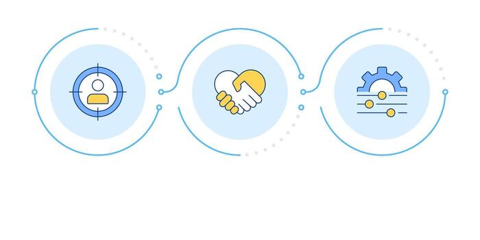Basic communication skills infographic 3 steps. Attention, attitude. Friendship, relationships. Flow chart infochart. Editable info graphics icons vector