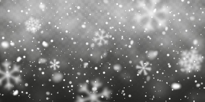 Snowflake Background With Falling White Particles On Dark Effect. Elegant Winter Holiday Backdrop For Christmas And New Year Design. Illustration vector