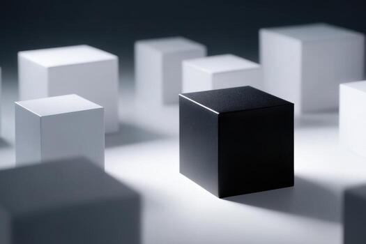 Black and white cubes arranged in artistic display photo