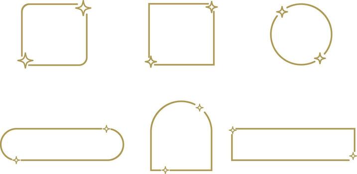 Minimal Frame Set with Sparkles . Elegant Geometric Borders vector