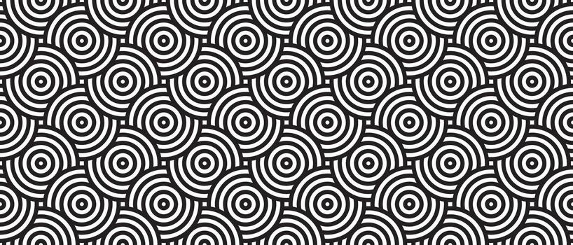 concéntrico circulo cuadrícula modelo. negro y blanco óptico espejismo diseño vector