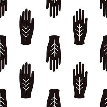 sin costura modelo con místico negro manos y hoja ornamento aislado en blanco antecedentes. mágico impresión para textil, envase, y elegante decoración. Víspera de Todos los Santos sin costura modelo. vector