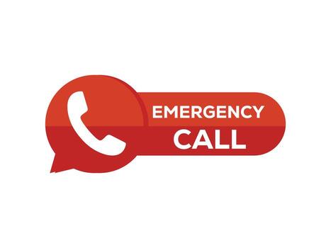 Art of emergency call icon with phone symbol and speech bubble vector