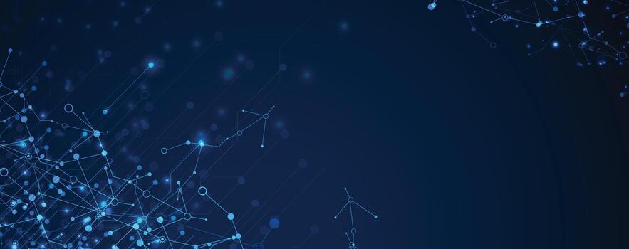 abstract blue technology background with connected lines and dots vector