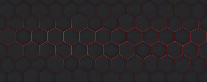 a black and red background with hexagonal shapes vector