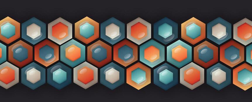a colorful technology pattern of geometric shapes on a black background vector