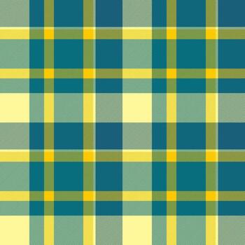 Classic plaid pattern with intersecting teal, yellow and green stripes. A versatile background for textiles, fashion, crafts, and diverse design projects. vector