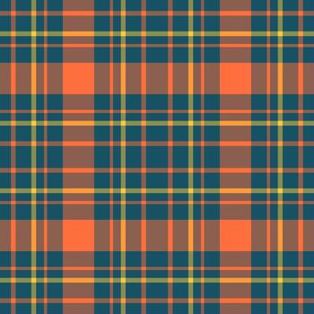 Classic plaid pattern in teal, brown, orange, and yellow. Timeless textile design for backgrounds, apparel, or graphic projects. Versatile and visually appealing. vector