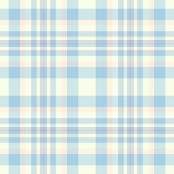 Classic plaid pattern with soft blue, beige, and peach hues. Versatile textile design for backgrounds, apparel, and decorative elements. Calming, stylish, and seamless. vector