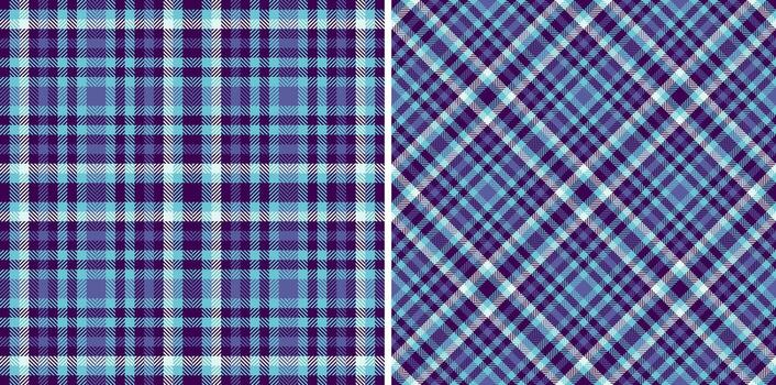 Textile check fabric of texture pattern background with a plaid seamless tartan. Set in cold colors of book cover design ideas. vector