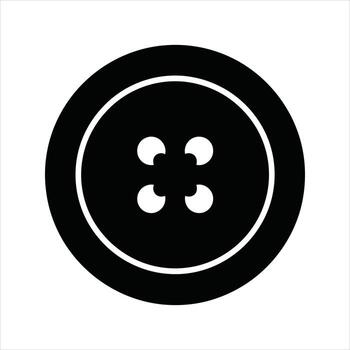 A minimalist, graphic illustration of a simple black button, rendered in a flat, art style vector