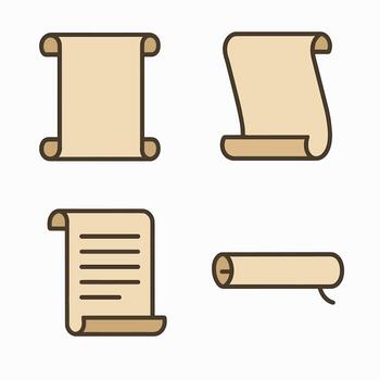 Simple Line Art Paper Scroll Collection Isolated on White Background vector