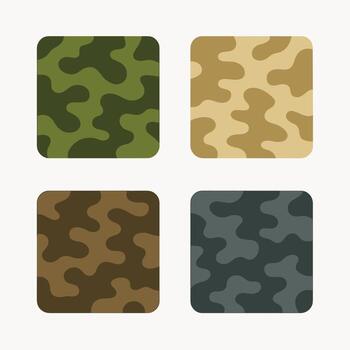 Flat Design Camouflage Seamless Pattern Swatches Set in Square Shapes vector