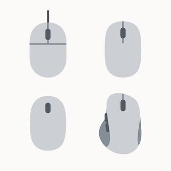 Flat Design Different View Computer Mouse Minimalist Style Icon Set vector