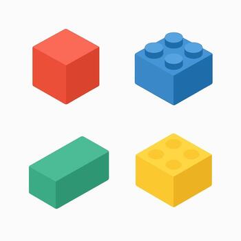 Isometric Colorful Toy Brick Block Element Isolated on White Background vector