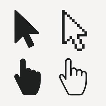 Simple Minimalist Cursor and Hand Icon Illustration for Web Design vector