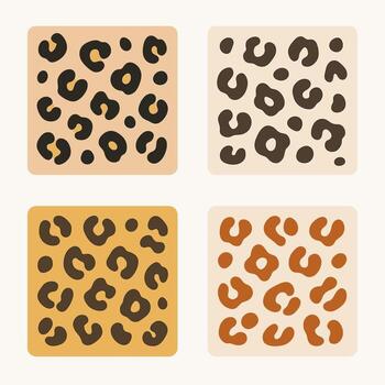 Minimalist Flat Design Leopard Spot Pattern Tile Set Style Animal Print vector