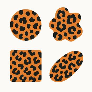 Modern Flat Leopard Print Pattern on Various Geometric Shapes Illustration vector