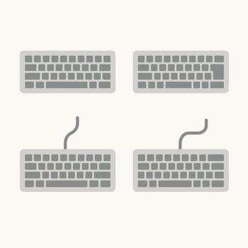 Minimalist Flat Style Computer Keyboard Device Symbol Icon Illustration Set vector