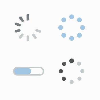 sencillo plano cargando hilandero indicador bar circulo icono colección vector