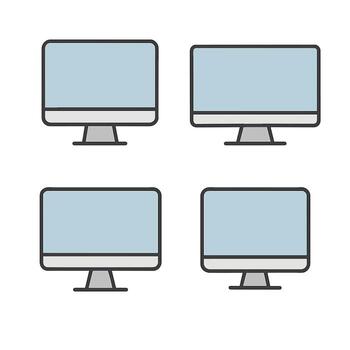 sencillo línea estilo múltiple monitor escritorio monitor dispositivo icono ilustración vector