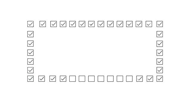 A square frame with a check mark on it vector