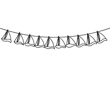 A line drawing of a string of bells hanging on a line vector