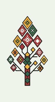 A tree with geometric patterns on it vector