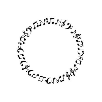 Musical Notes Circle Frame Design Element. vector