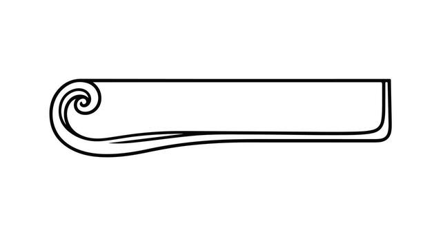 A black and white drawing of a scroll with a curved edge vector